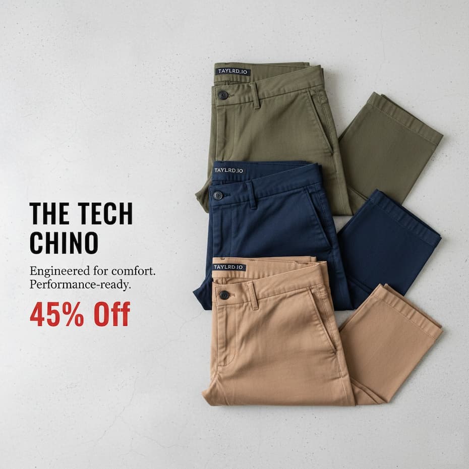 an image of a man in a black shirt and tan pants