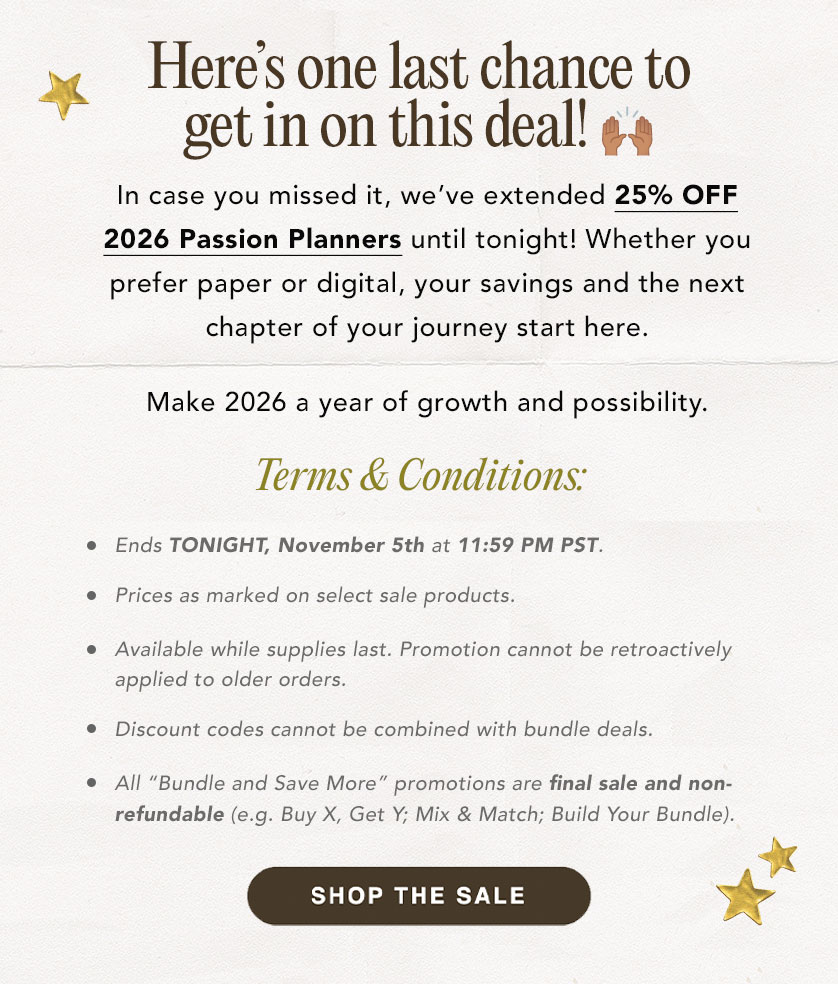 EXTENDED ONE MORE DAY: 25% OFF 2026 Planners
