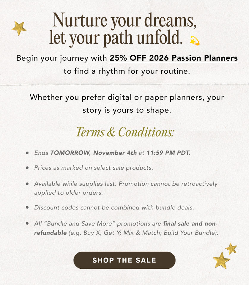 25% OFF 2026 Passion Planners