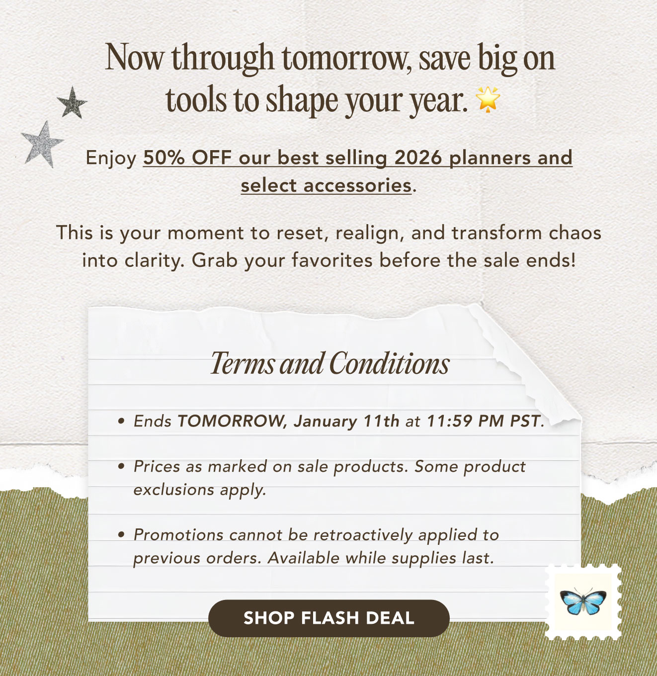 50% OFF 2026 Planners & Select Accessories