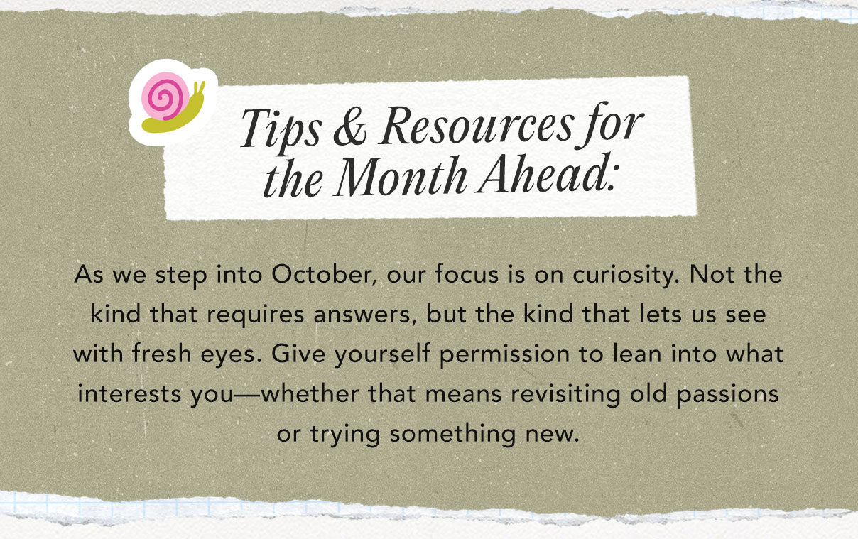 Tips & Resources for the Month Ahead: