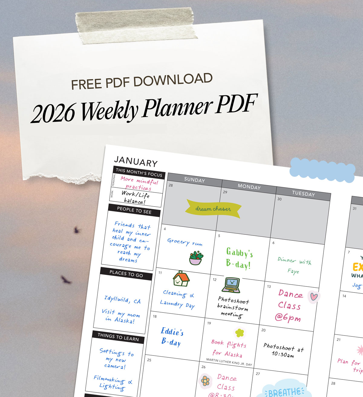 FREE Weekly 2026 Passion Planner PDF