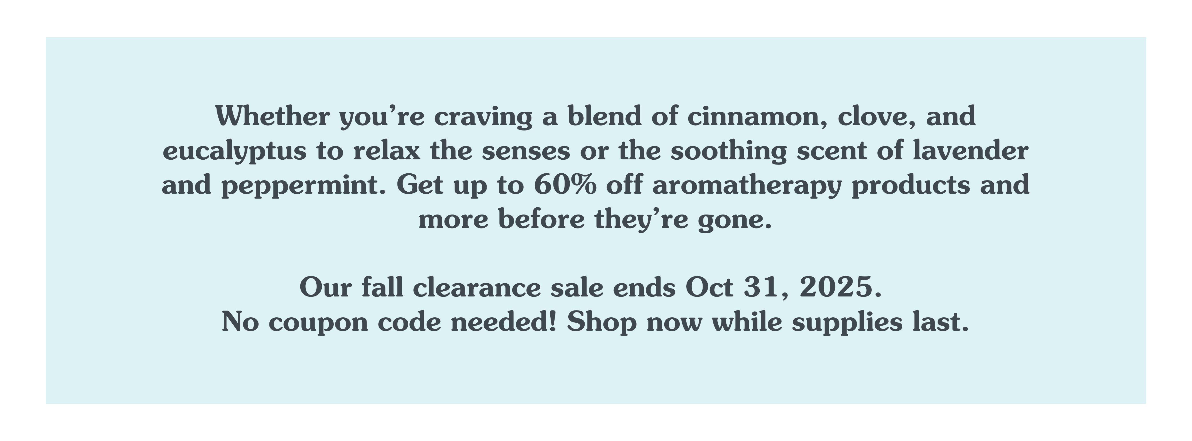 Get up to 60% off aromatherapy products and more