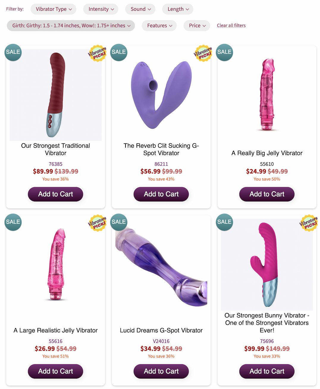 Vibrators.com Search Function