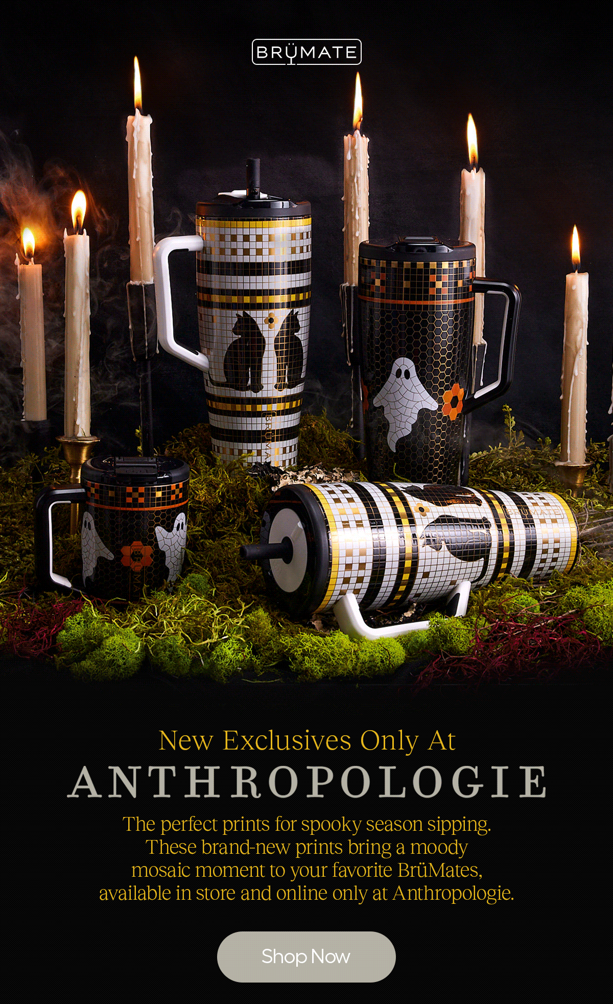 New Exclusives Only At. Anthropologie. The perfect prints for spooky season sipping. these brand-new prints bring a moody mosaic moment to your favorite BrüMates, available in store and online only at Anthropologie. 