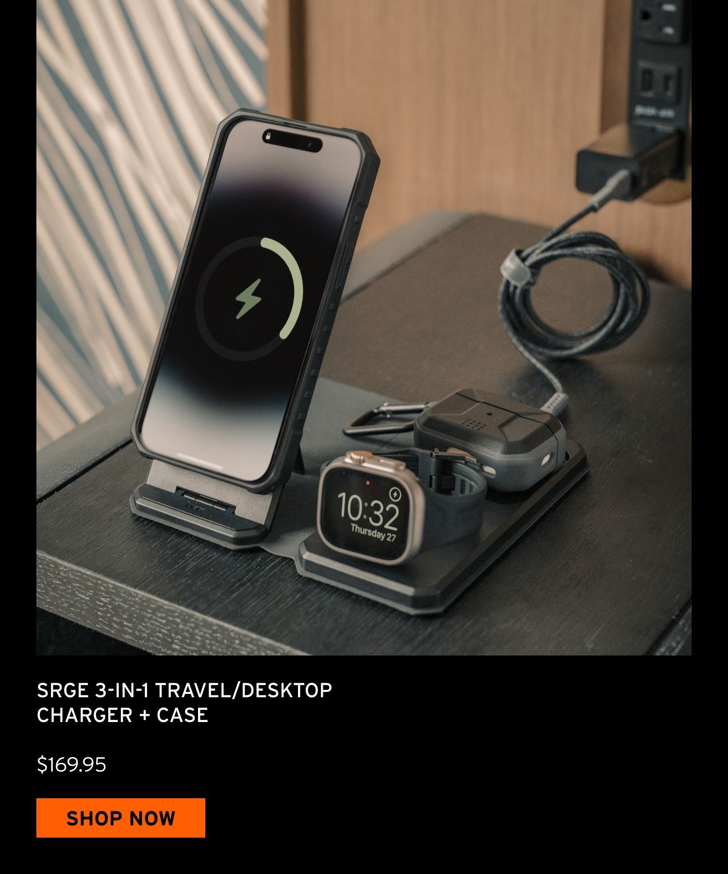 SRGE 3-IN-1 TRAVEL/DESKTOP CHARGER + CASE