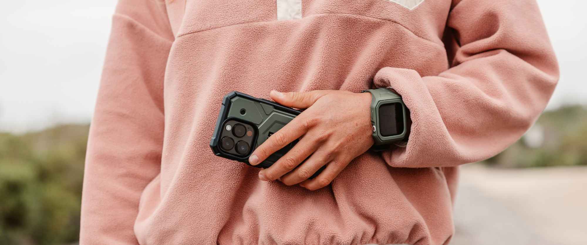 uag apple watch band and pathfinder case for iPhone 14 pro.