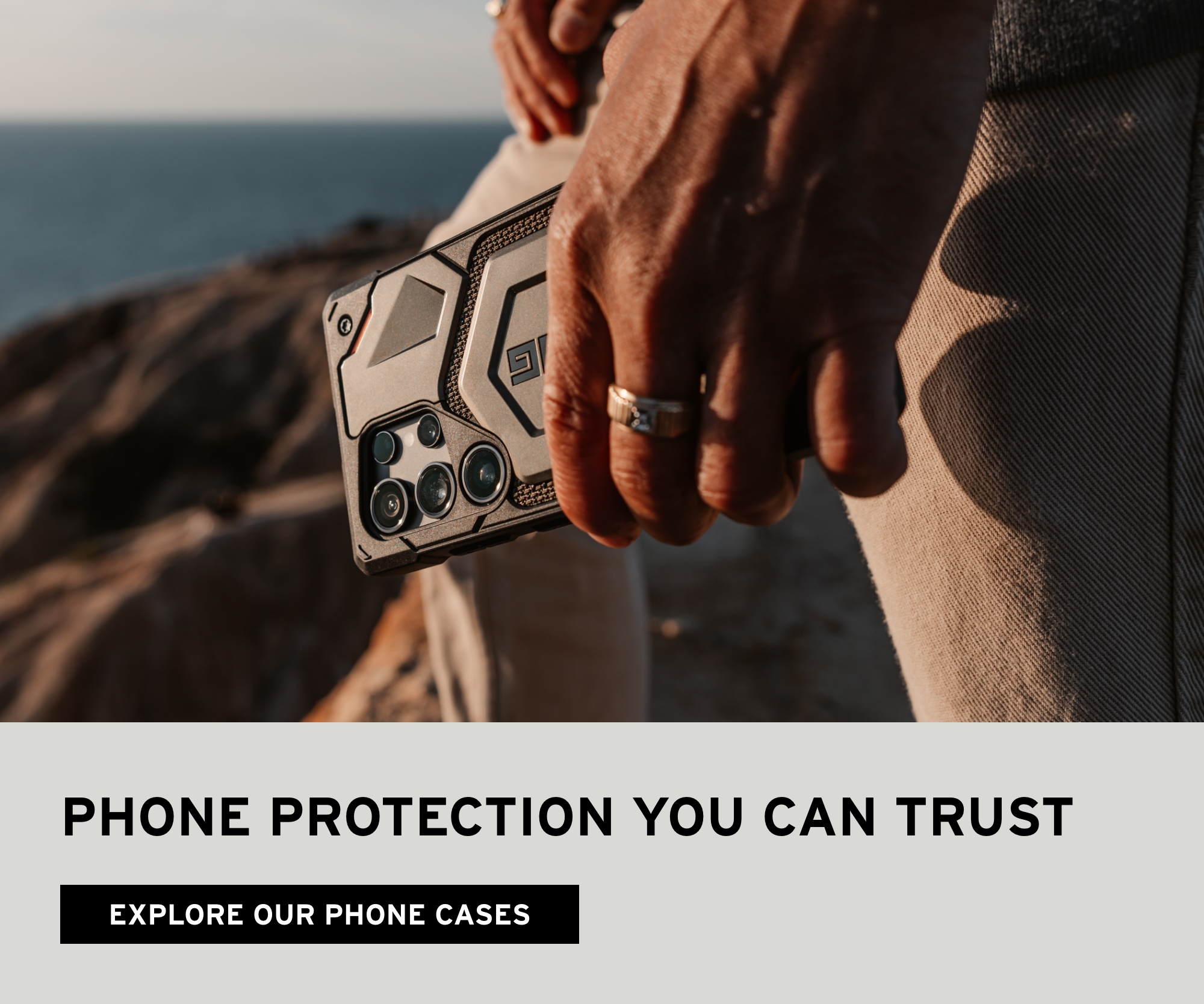 A person holding a UAG Monarch case for Galaxy S24