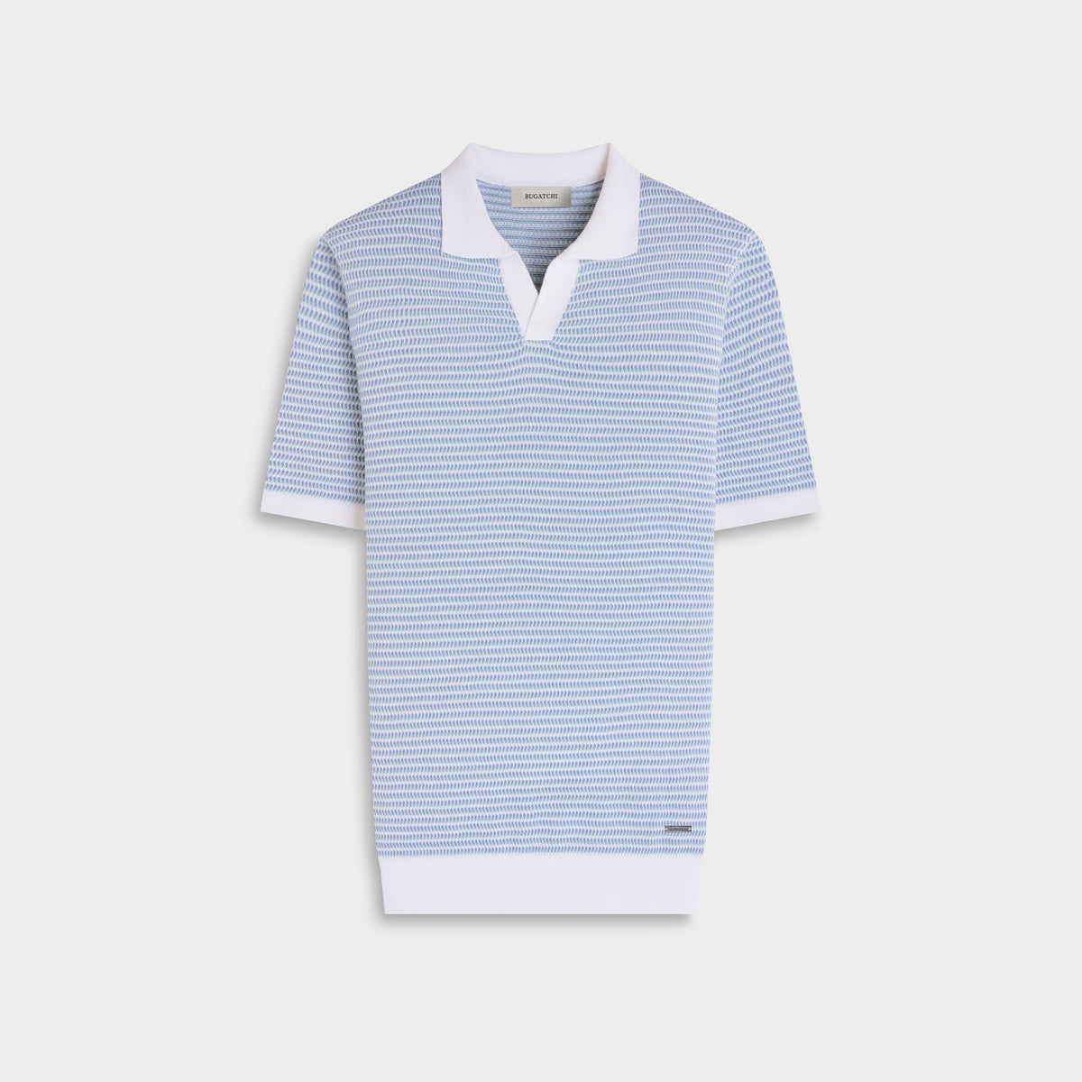 Textured Johnny Collar Short-Sleeve Sweater