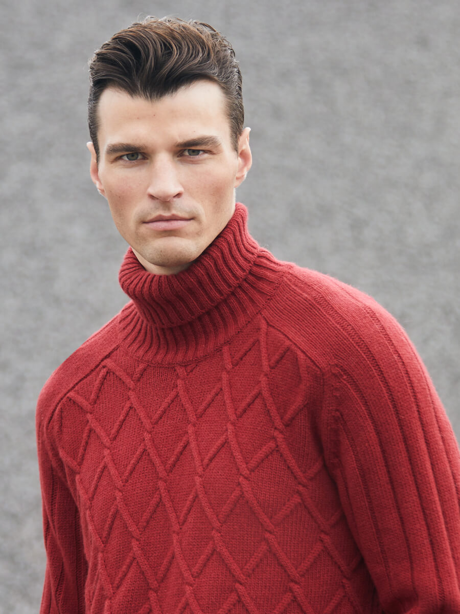 Diamond Stitch Turtleneck Sweater