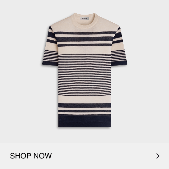 Striped Short Sleeve Crewneck Sweater