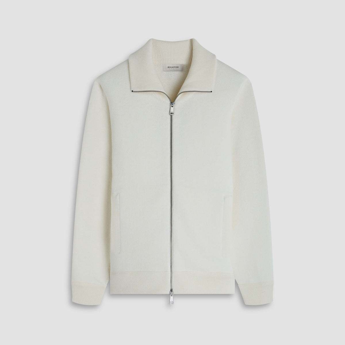 Melange Herringbone Full Zip Sweater