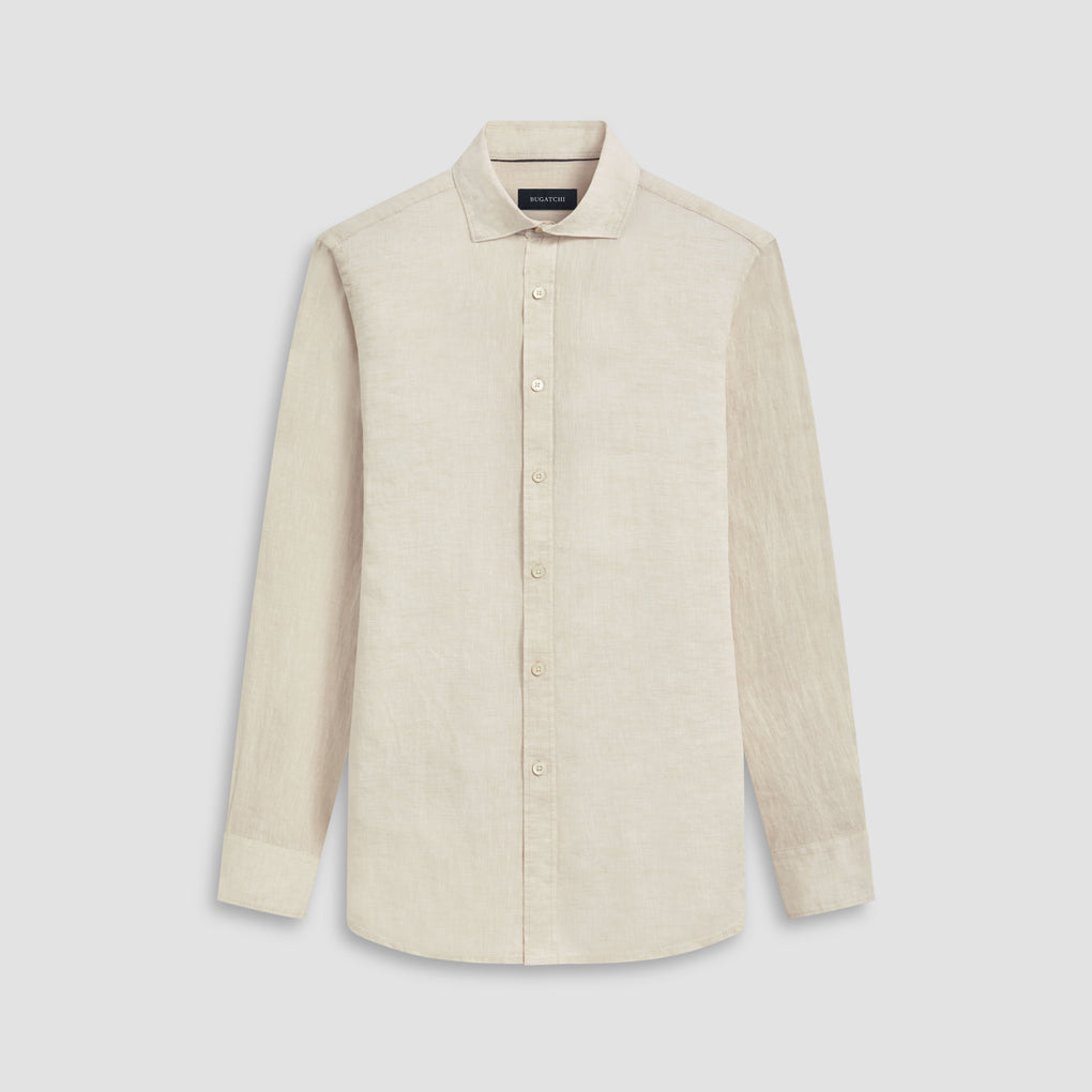 Axel Solid Short Linen Shirt