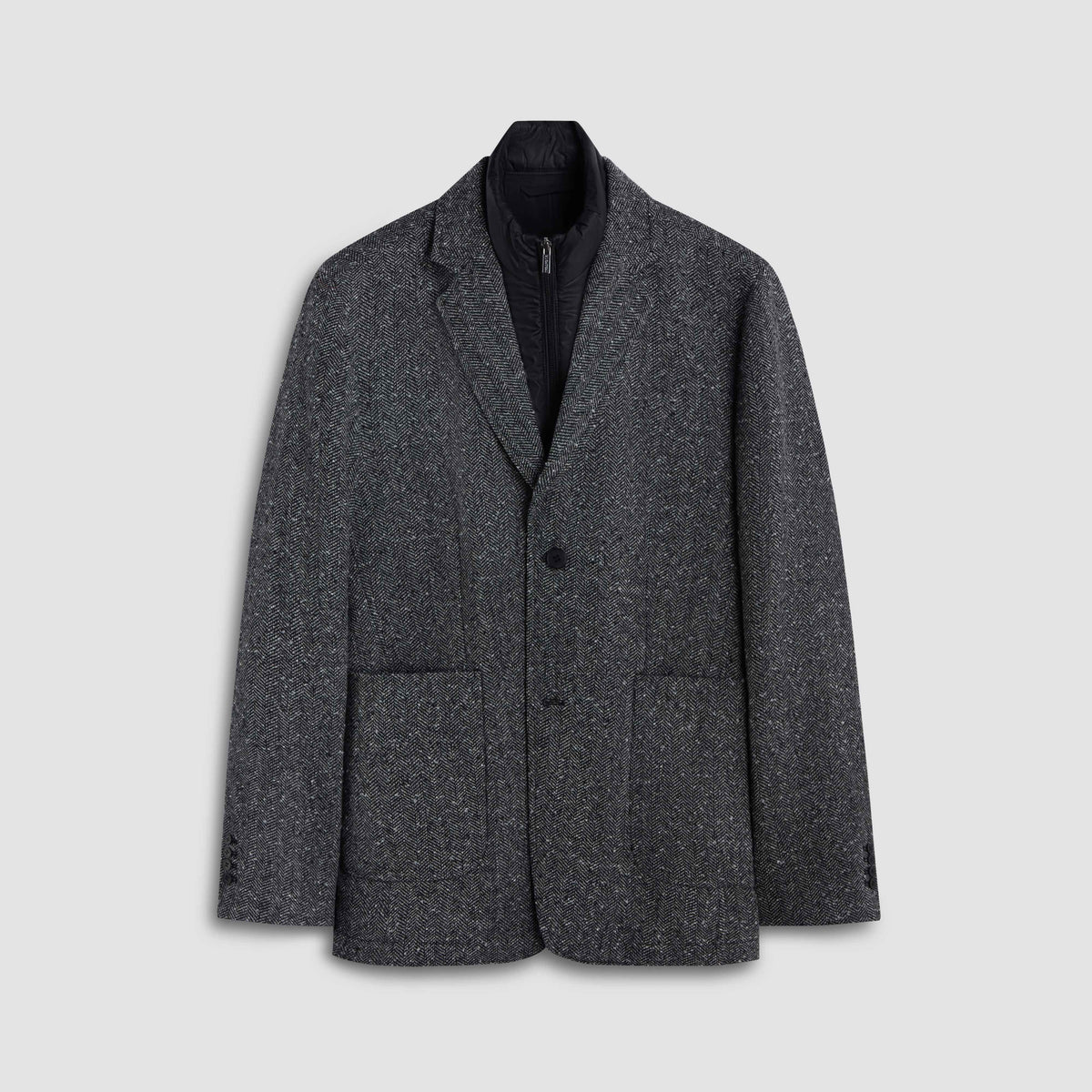 Herringbone Two-Button Blazer with Detachable Bib