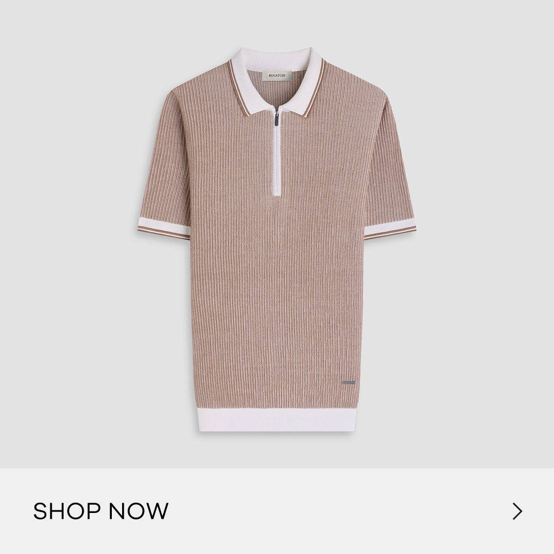 Ottoman Rib Quarter Zip Short-Sleeve Polo Sweater