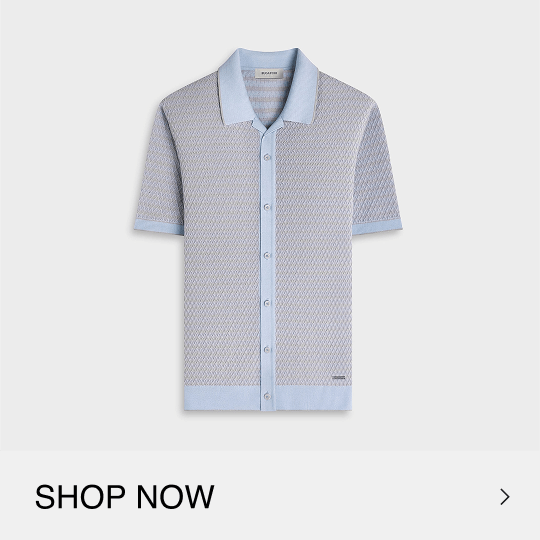 Two-Tone Honeycomb Button-Front Short-Sleeve Sweater