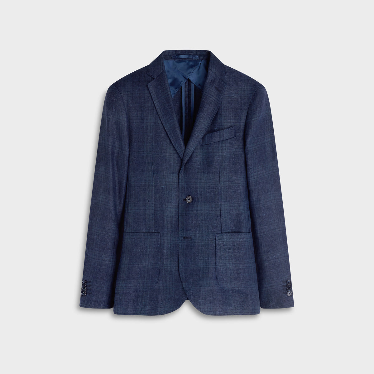 Tonal Madras Two-Button Blazer