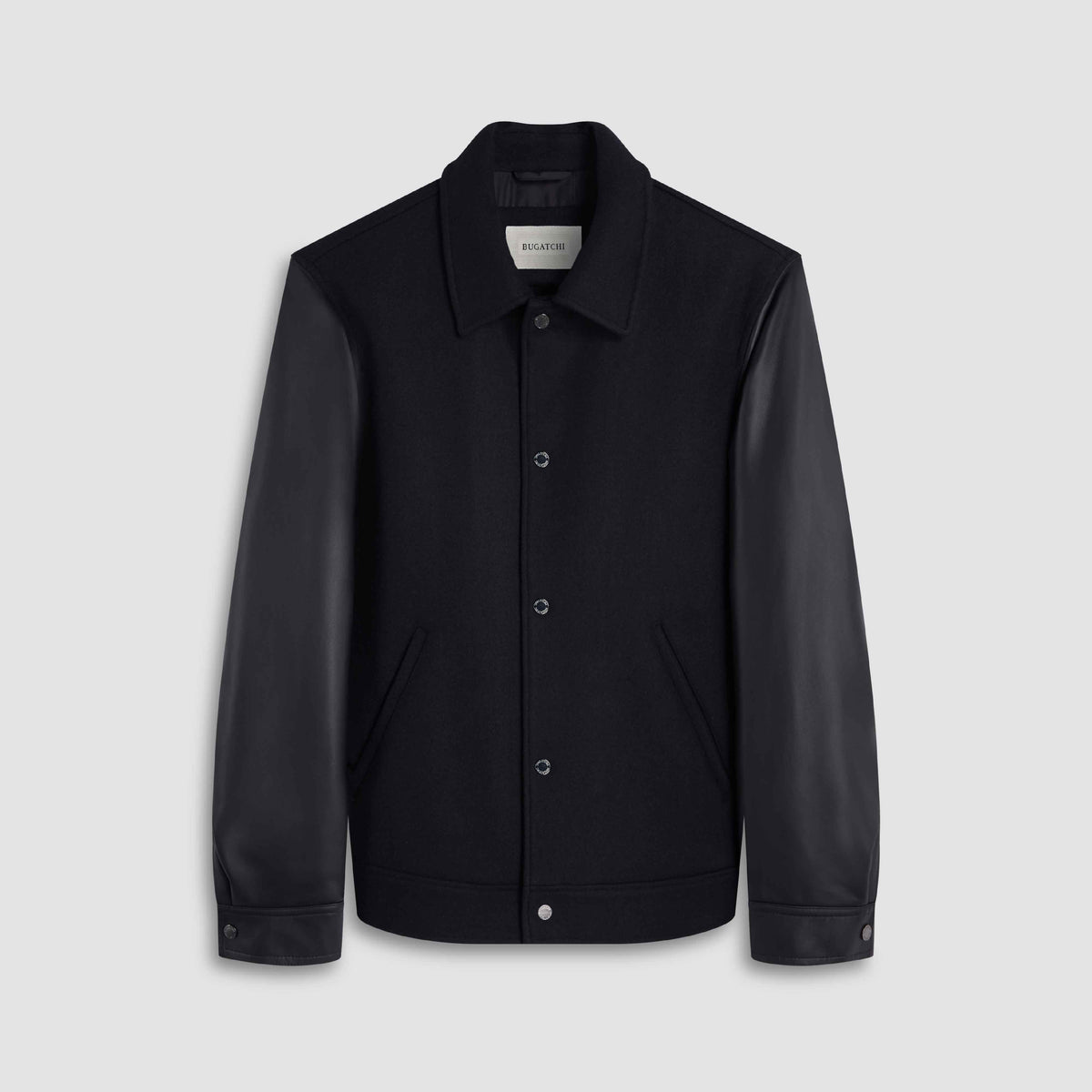 Tweed Blouson With Leather Sleeves
