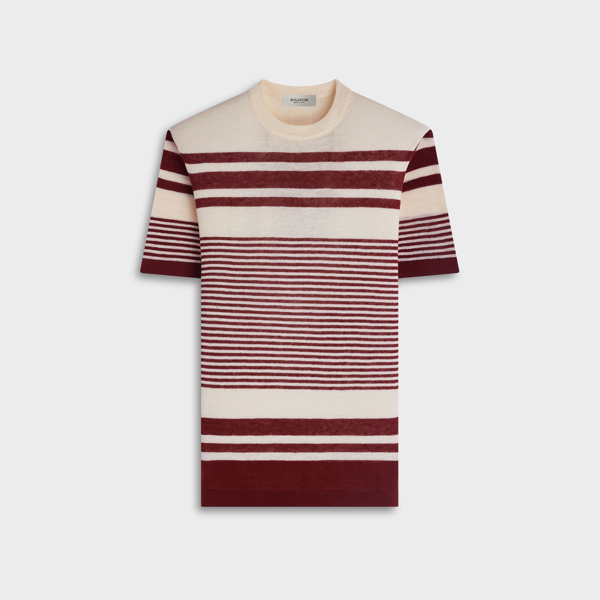 Striped Short-Sleeve Crewneck Sweater