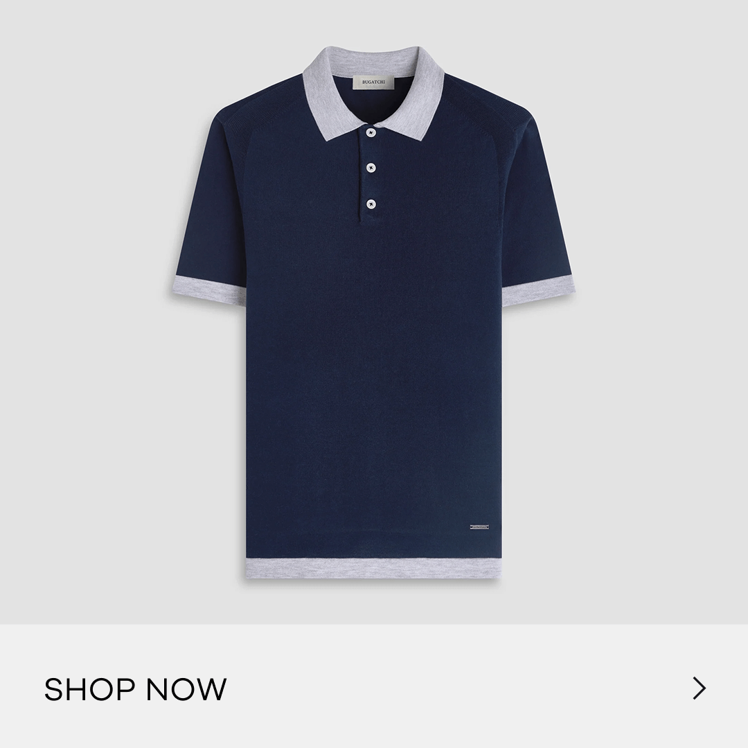 Jersey Knit Short-Sleeve Polo Sweater