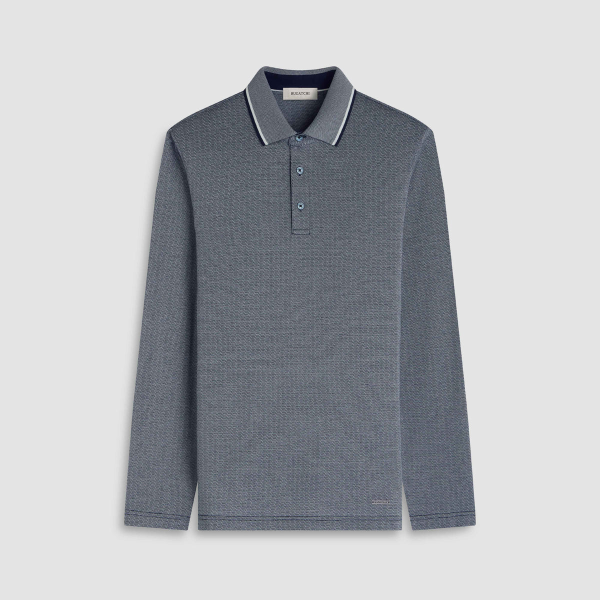 Geometric Jacquard Long Sleeve Polo