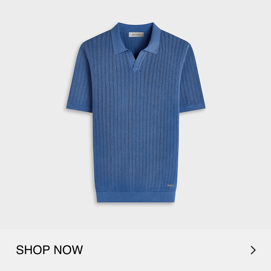 Pointelle Rib Johnny Collar Short-Sleeve Sweater