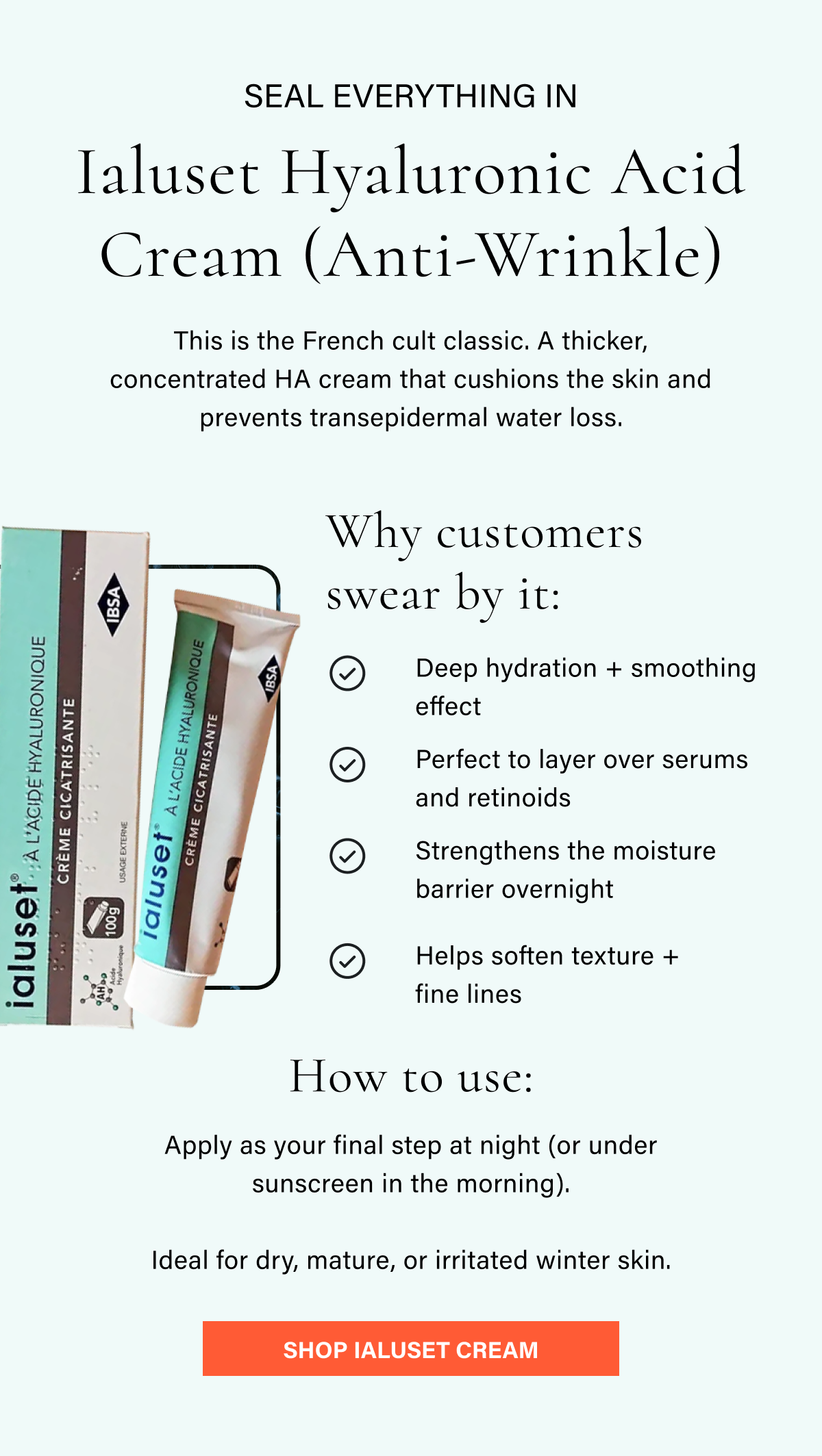 Ialuset Hyaluronic Acid Cream Anti Wrinkle 