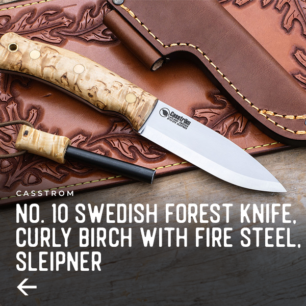 Casstrom No. 10 Swedish Forest Knife, Curly birch with Fire steel, Sleipner
