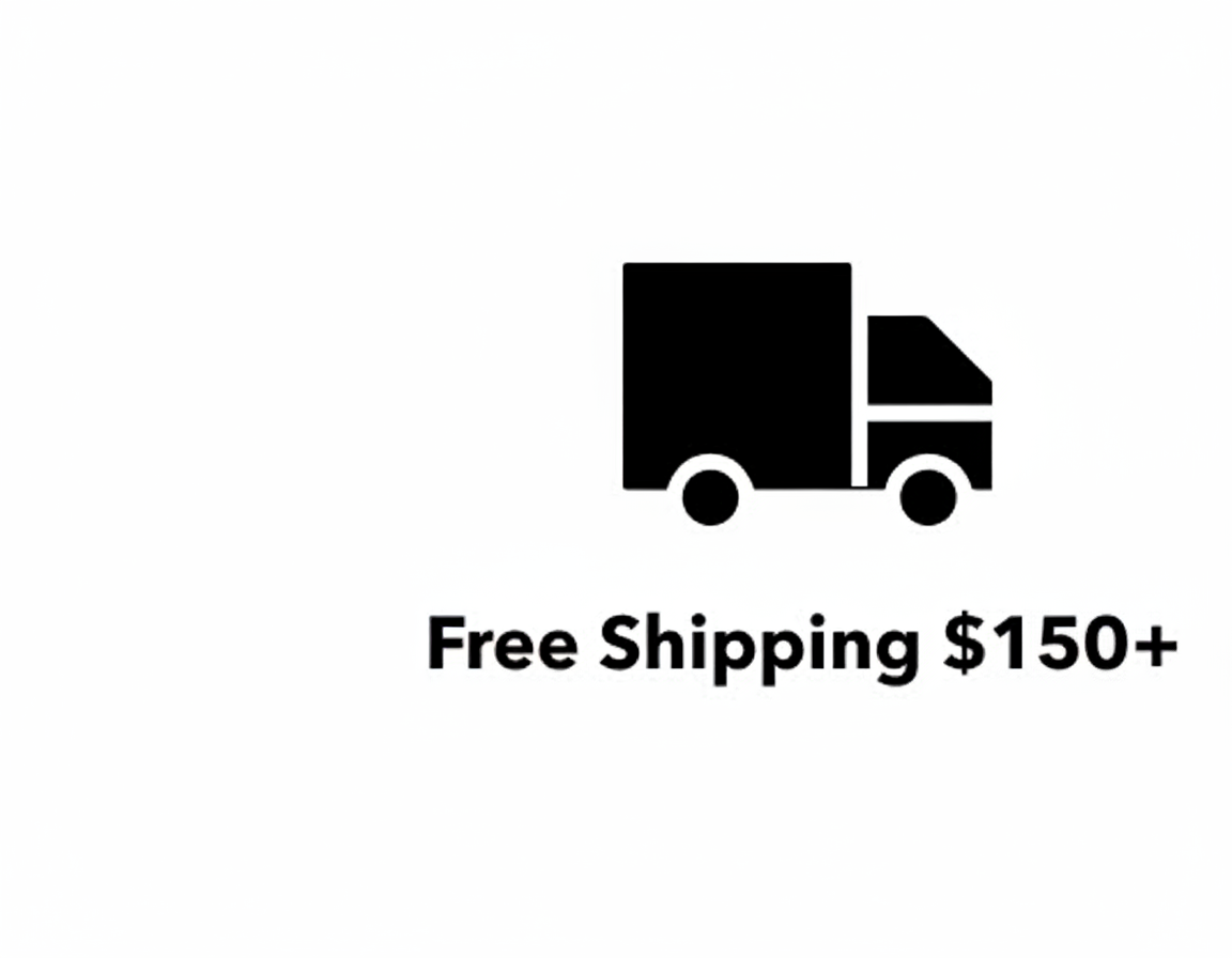 Truck icon with text "Free Shipping $150+".