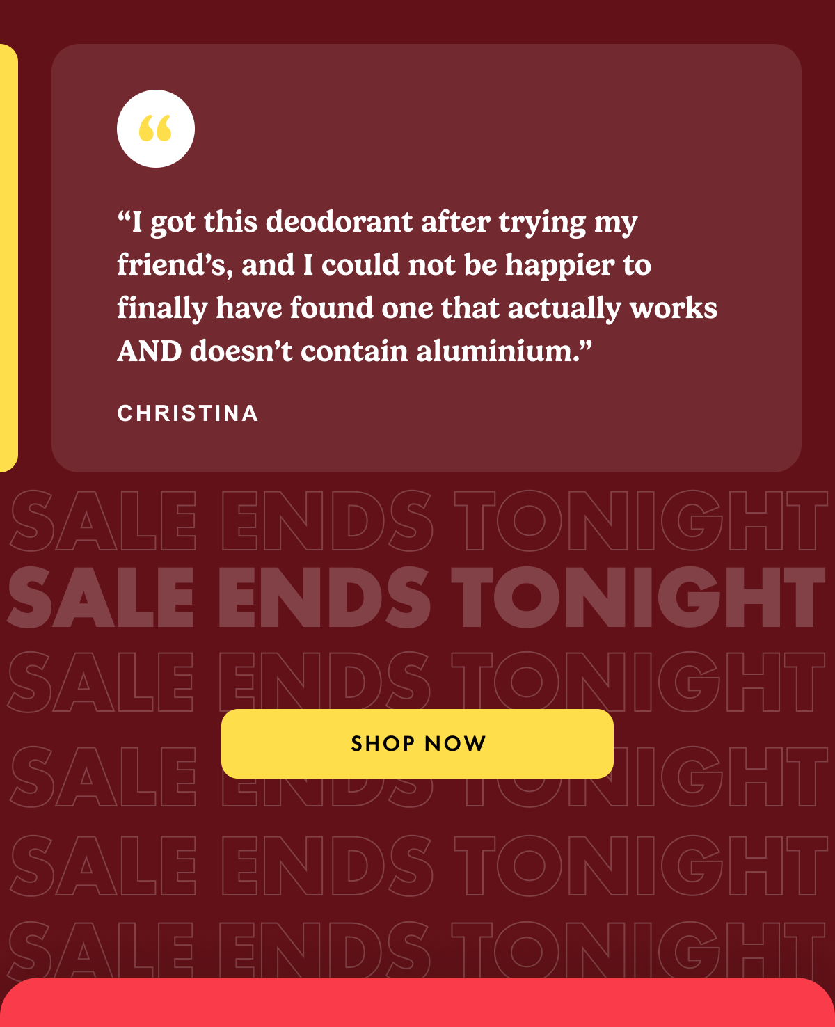 SALE ENDS TONIGHT. SHOP NOW