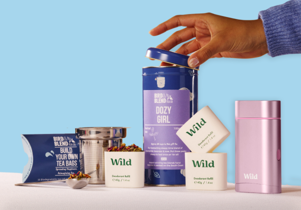Image showing Wild deodorant with Bird & Blend teabags.