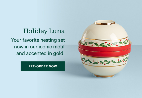 Holiday Luna: Your favorite nesting set now in our iconic motif and accented in gold. PRE-ORDER NOW