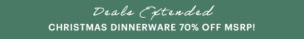 Deals Extended  CHRISTMAS DINNERWARE 70% OFF MSRP!