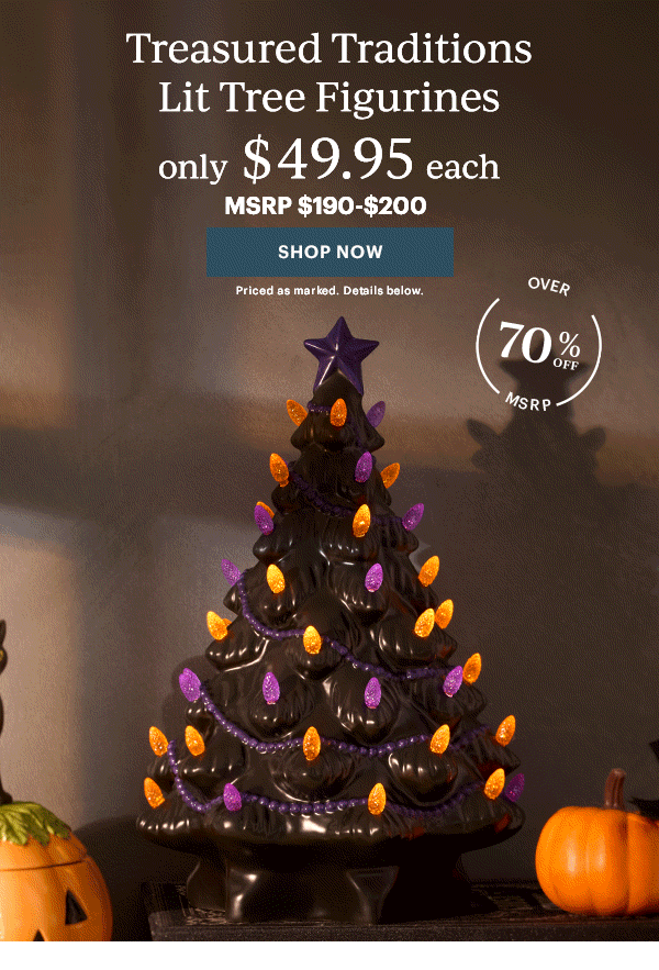 Treasured Traditions Lit Tree Figurines  only $49.95 each  MSRP $190-200  [SHOP NOW] Priced as marked. Details below.  OVER 70% OFF MSRP