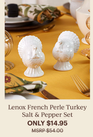 Lenox French Perle Turkey Salt & Pepper Set  ONLY $14.95