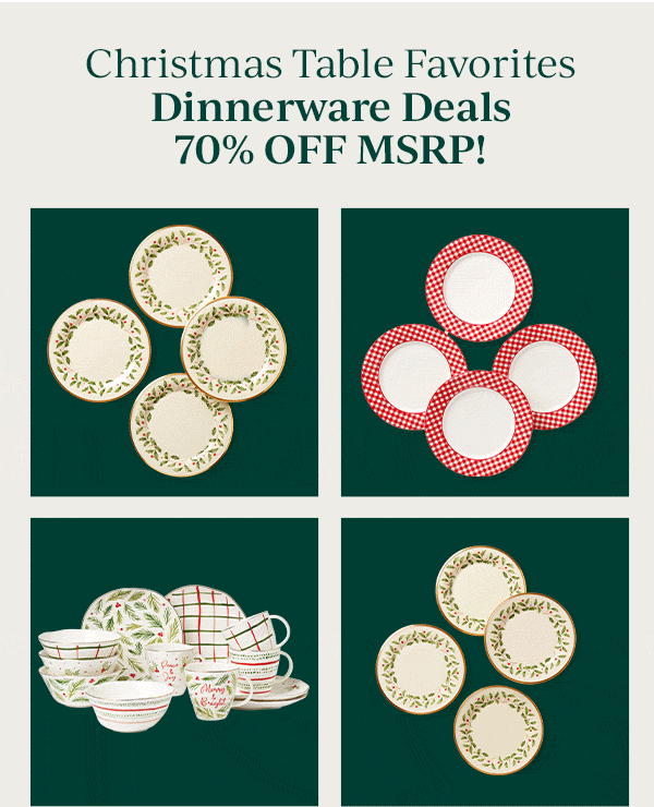Christmas Table Favorites Dinnerware Deals 70% OFF MSRP!