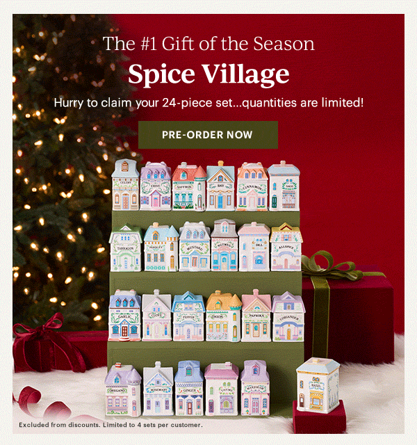 The #1 Gift of the Season  Spice Village  Hurry to claim your 24-piece set...quantities are limited!  [PRE-ORDER NOW]