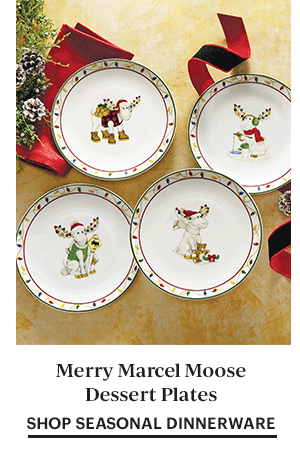 Merry Marcel Moose Dessert Plates  SHOP SEASONAL DINNERWARE