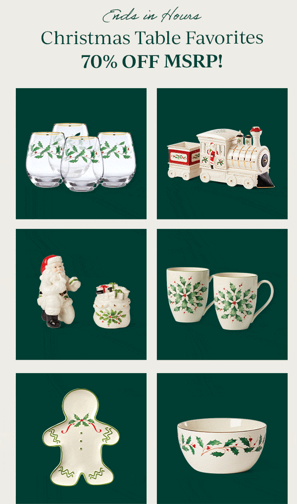 Ends in Hours  Christmas Table Favorites  70% OFF MSRP!