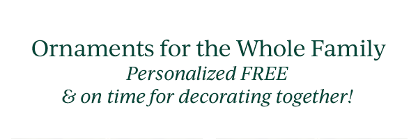Ornaments for the Whole Family  Personalized FREE  & on time for decorating together!