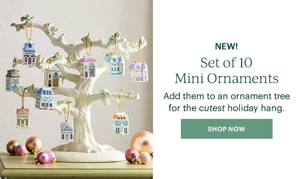 NEW!  Set of 10 Mini Ornaments  Add them to an ornament tree for the cutest holiday hang.  [SHOP NOW]