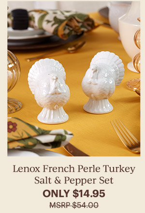 Lenox French Perle Turkey Salt & Pepper Set  ONLY $14.95
