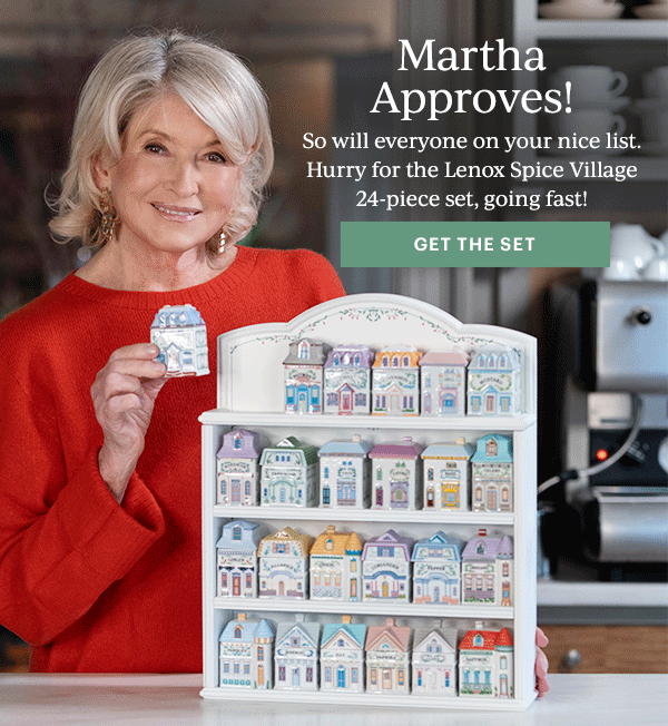 Martha Approves!  So will everyone on your nice list. Hurry for the Lenox Spice Village 24-piece set, going fast!  [GET THE SET]