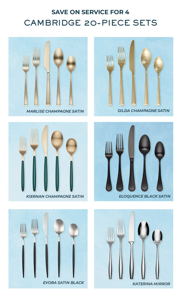 SAVE ON SERVICE FOR 4  CAMBRIDGE 20-PIECE SETS