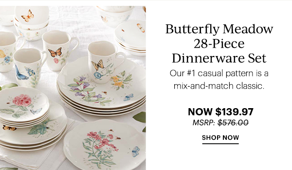 Butterfly Meadow 28-Piece Dinnerware Set   SHOP NOW