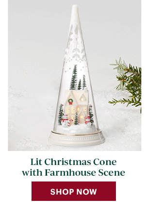 Lit Christmas Cone with Farmhouse Scene  [SHOP NOW]