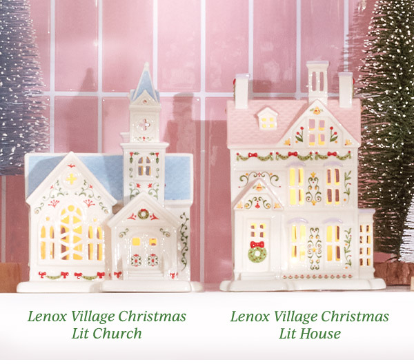 Lenox Village Christmas Lit Church  Lenox Village Christmas Lit House