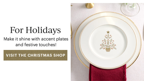 For Holidays  Make it shine with accent plates and festive touches!  [VISIT THE CHRISTMAS SHOP]
