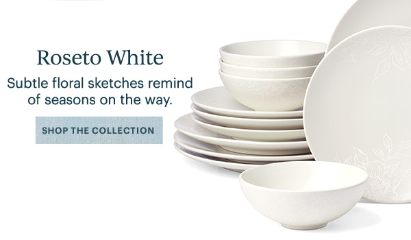 Roseto White  Subtle floral sketches remind of seasons on the way.  [SHOP THE COLLECTION]