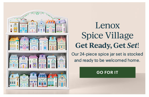 Lenox Spice Village  Get Ready, Get Set!  Our 24-piece spice jar set is stocked and ready to be welcomed home.  [GO FOR IT]